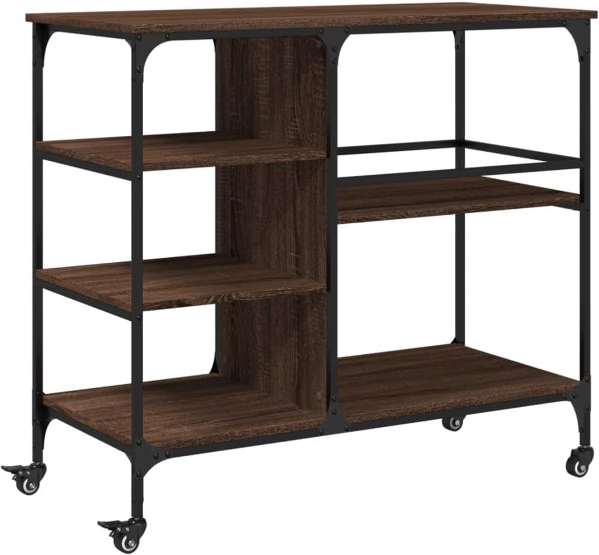 Keukenwagen van Massief Hout met Eikenlook en Wielen