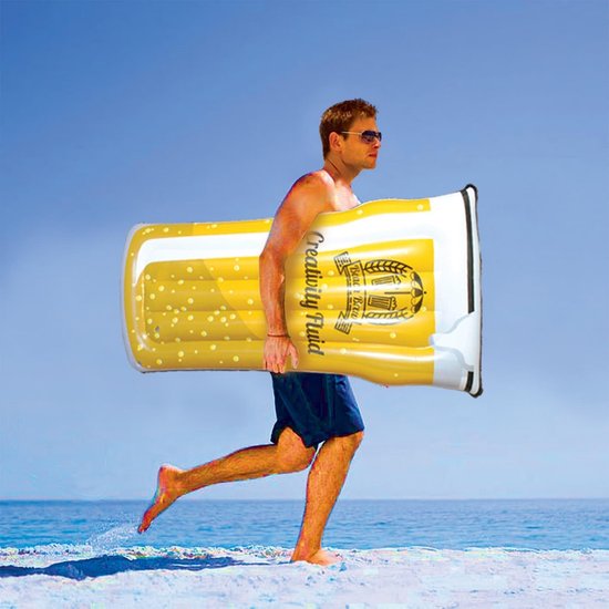 Opblaasbaar Zitzwit Strandbed in Bierglas Vorm - Luxe Aqua Lounger 150cm van Merkloos — afbeelding 4