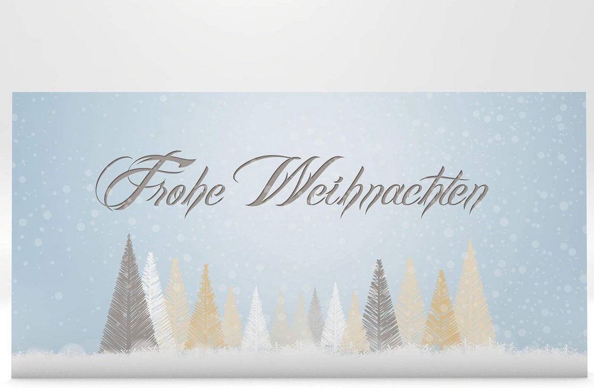 100 Kerstkaarten Vouwkaarten DIN LANG Zelf Bedrukken Winterbos Thema