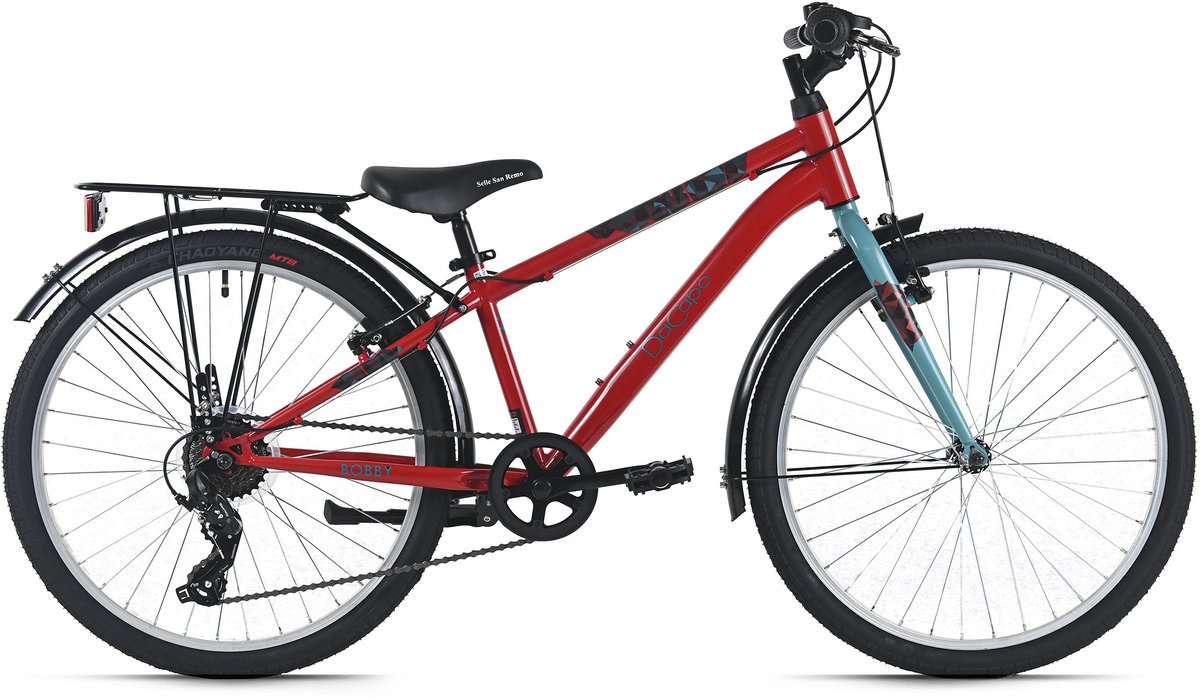 DaCapo kinderfiets 24" Bobby rood 7 versnellingen framemaat 32 cm – vanaf 8 jaar