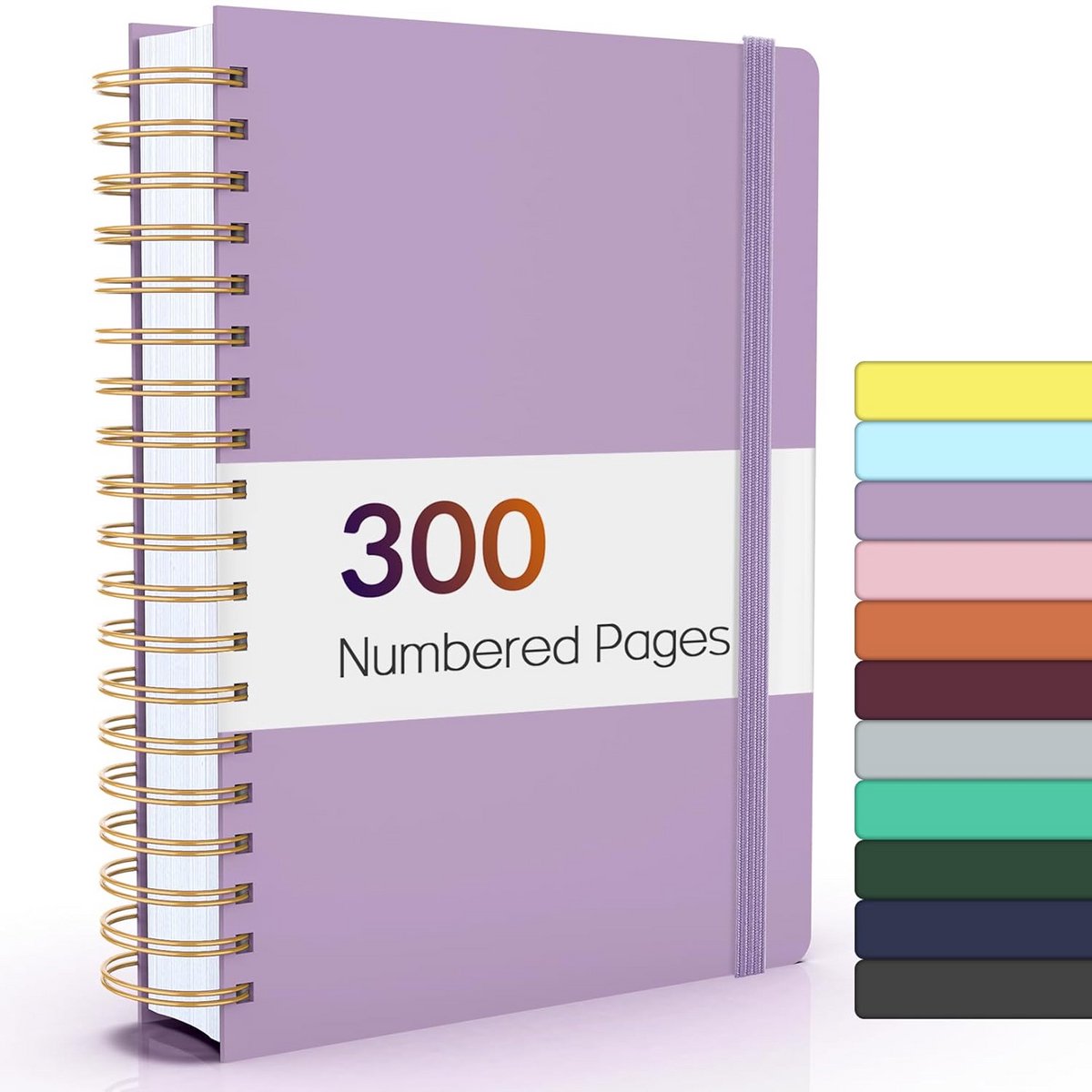 Linnen Gebonden A4 Spiraal Notitieboek met 300 Gelinieerde Pagina's en Inhoudsopgave