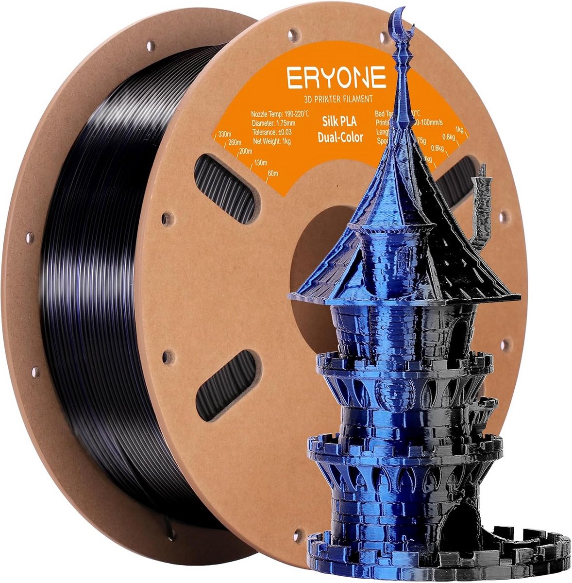Dual Kleur Zijdeachtig PLA Filament 1.75mm voor 3D Printer, 1KG Spoel