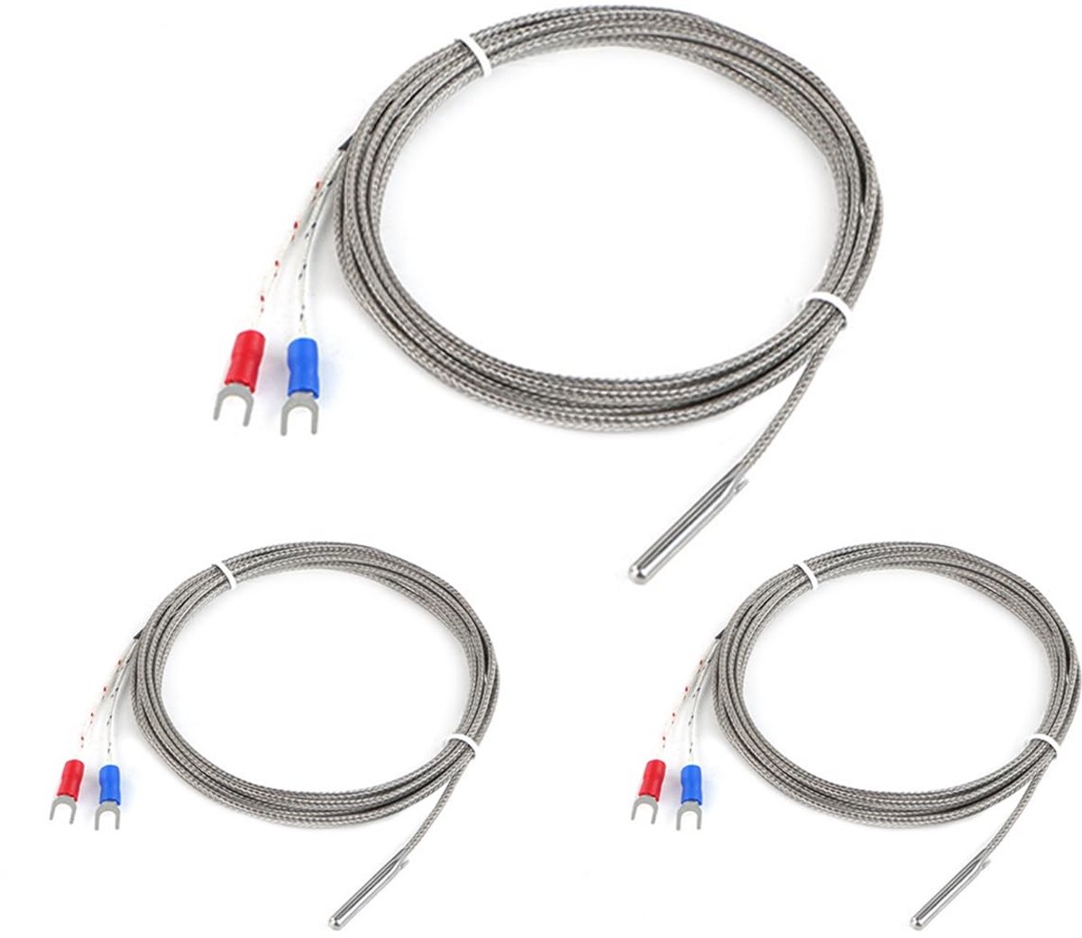 3 Stuks K-Type Thermokoppel Sensor met 1M Kabel voor Hoge Temperatuur Metingen
