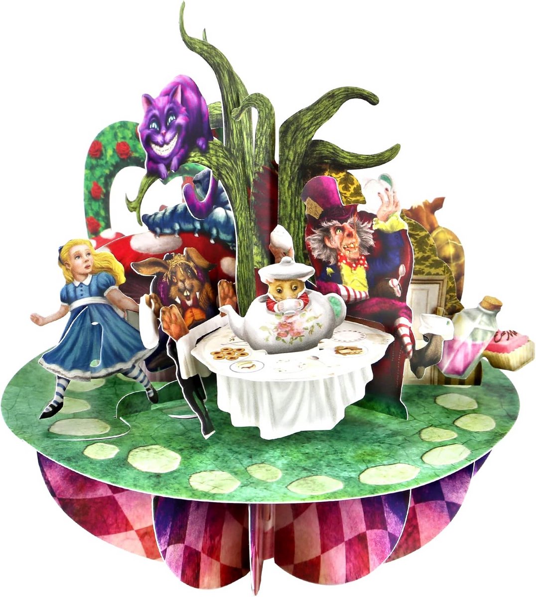 3D Wenskaart Alice in Wonderland - Pop-up Kaart met Envelop