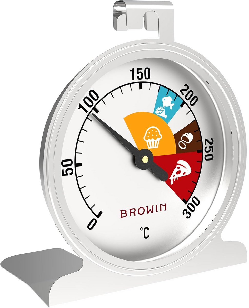 Analoge Oventhermometer 0-300°C - Temperatuurmeter voor Oven en BBQ - RVS en Glas