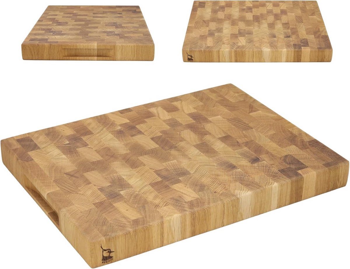 Stevige End Grain Snijplank van Geolied Eikenhout 40x30x4 cm - Duurzaam Hakblok