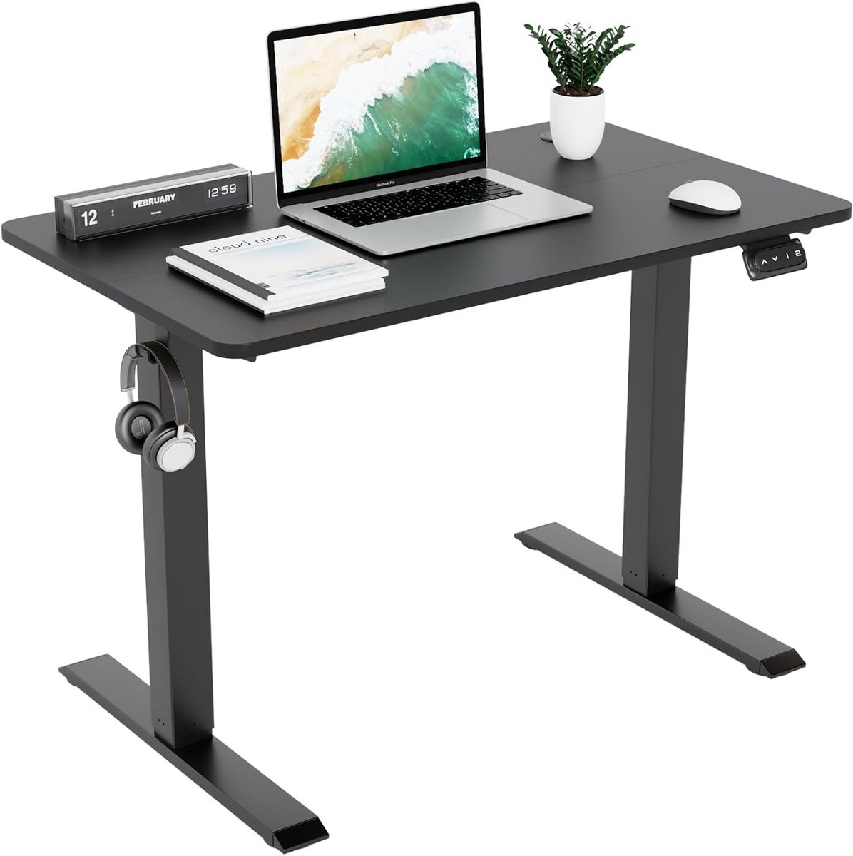 Elektrisch in Hoogte Verstelbaar Bureau - 100x60 cm Zit-Sta Tafel met 2 Geheugenfuncties