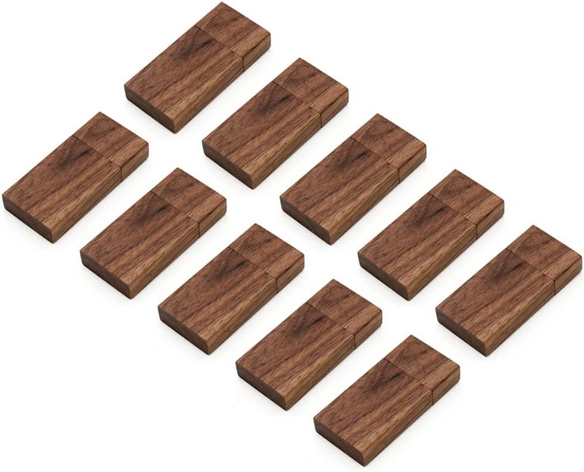10 Stuks Houten USB Sticks met Geheugen - Duurzame Flash Drives