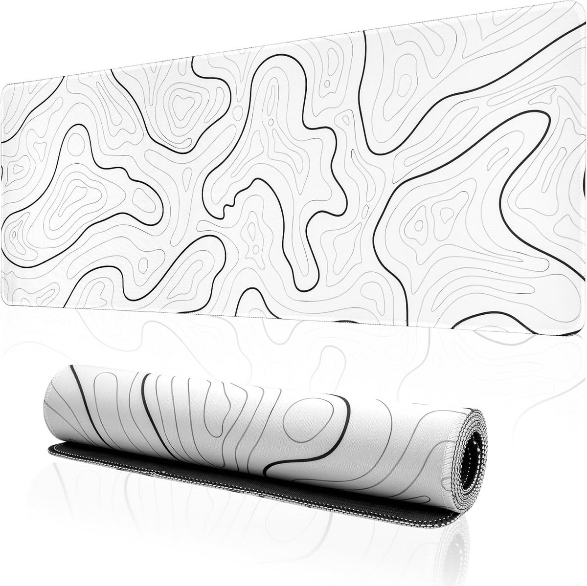 Grote XL Bureaublad Beschermer 90x30cm met Topografische Kaart - Antislip Waterafstotende Muismat