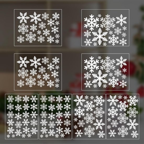 170 stuks raamafbeeldingen voor Kerstmis, kerstdecoratie voor ramen, afneembare raamdecoratie, sneeuwvlokken, raamstickers, pvc voor deuren, etalages, vitrines, glazen fronten, decoratie