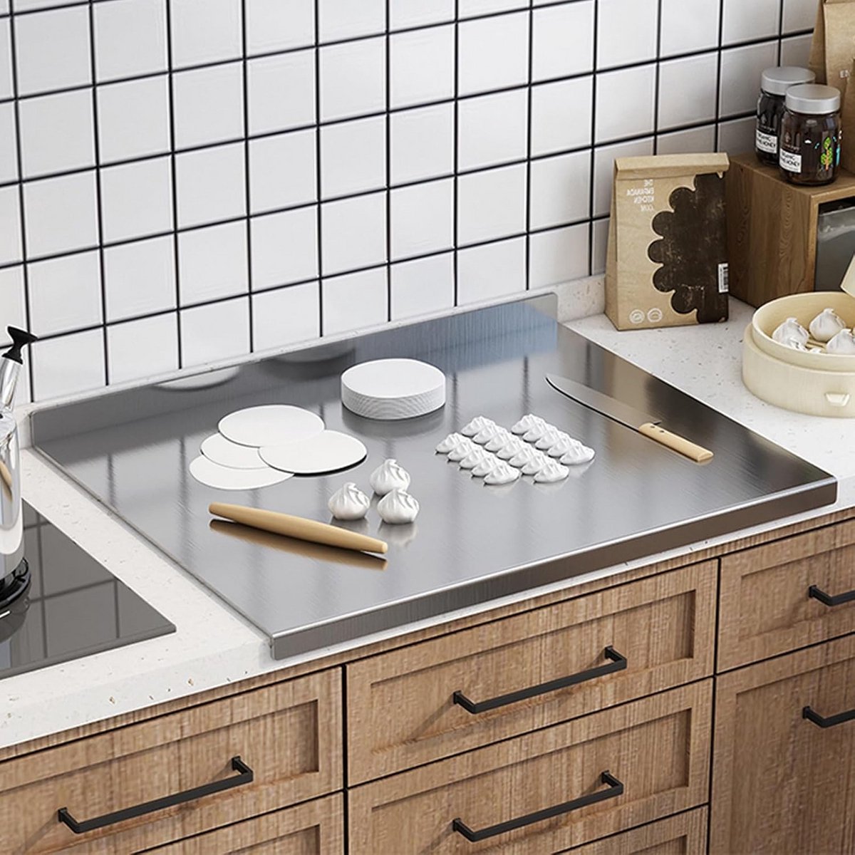 Extra Grote RVS Snijplank met Rand - Hygiënisch en Duurzaam Aanrechtblad Beschermer