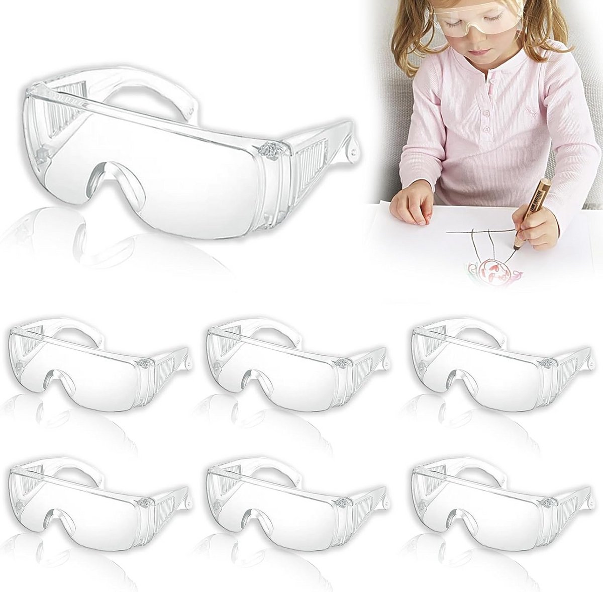 6-Pack Kinder Veiligheidsbrillen met UV- en Krasbescherming