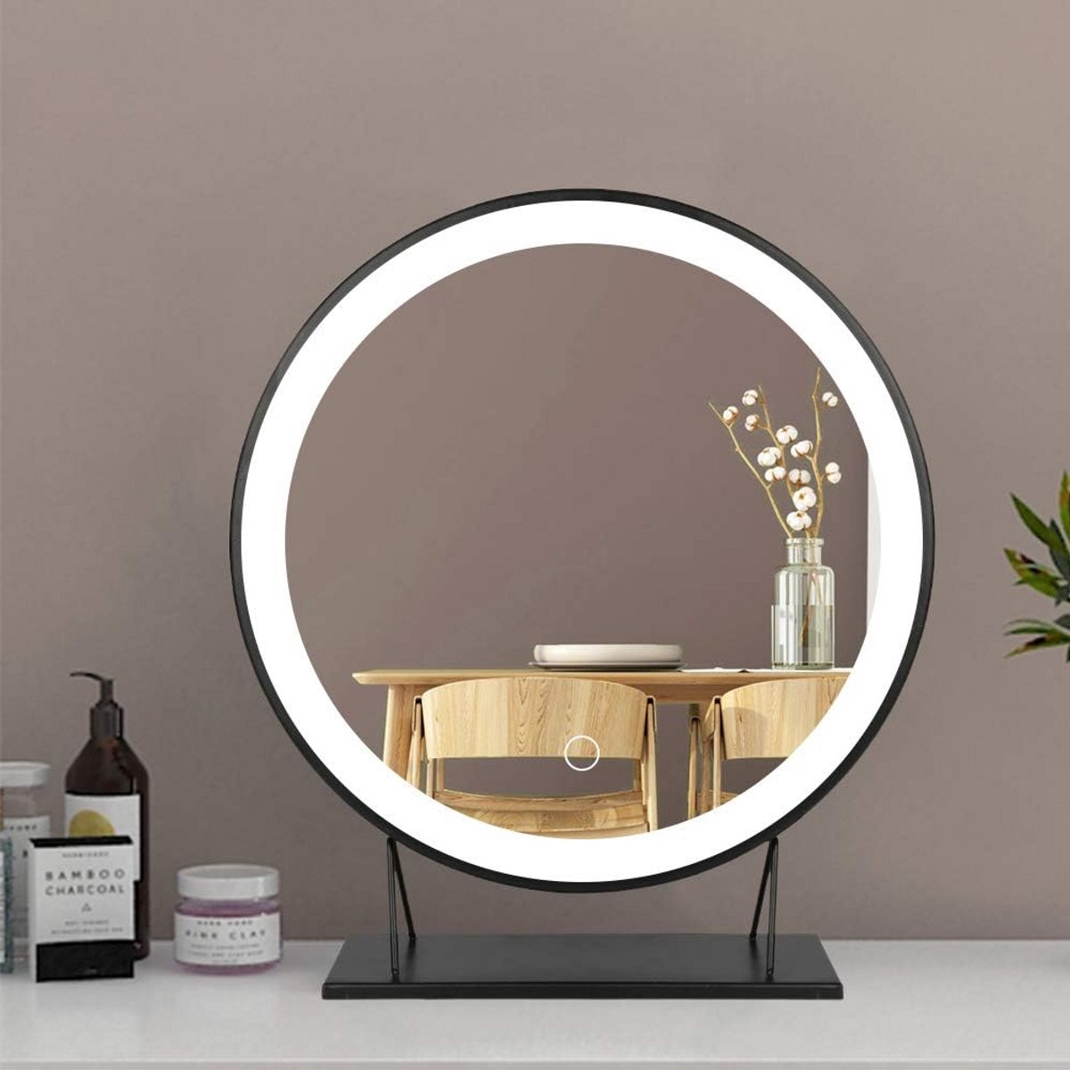 Ronde LED Make-up Spiegel met Verlichting en Metalen Frame