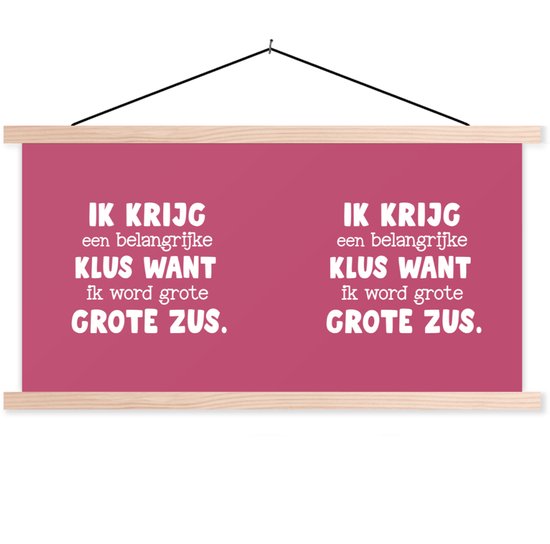 Porte-affiche avec affiche - Affiche scolaire - Grande soeur - Je vais être une grande soeur - Proverbes - Citations - Soeur - 90x45 cm - Lattes transparentes
