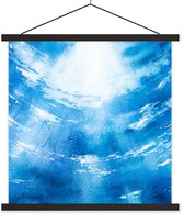 Porte-affiche avec affiche - Affiche scolaire - Aquarelle - Water - Soleil - 60x60 cm - Lattes noires