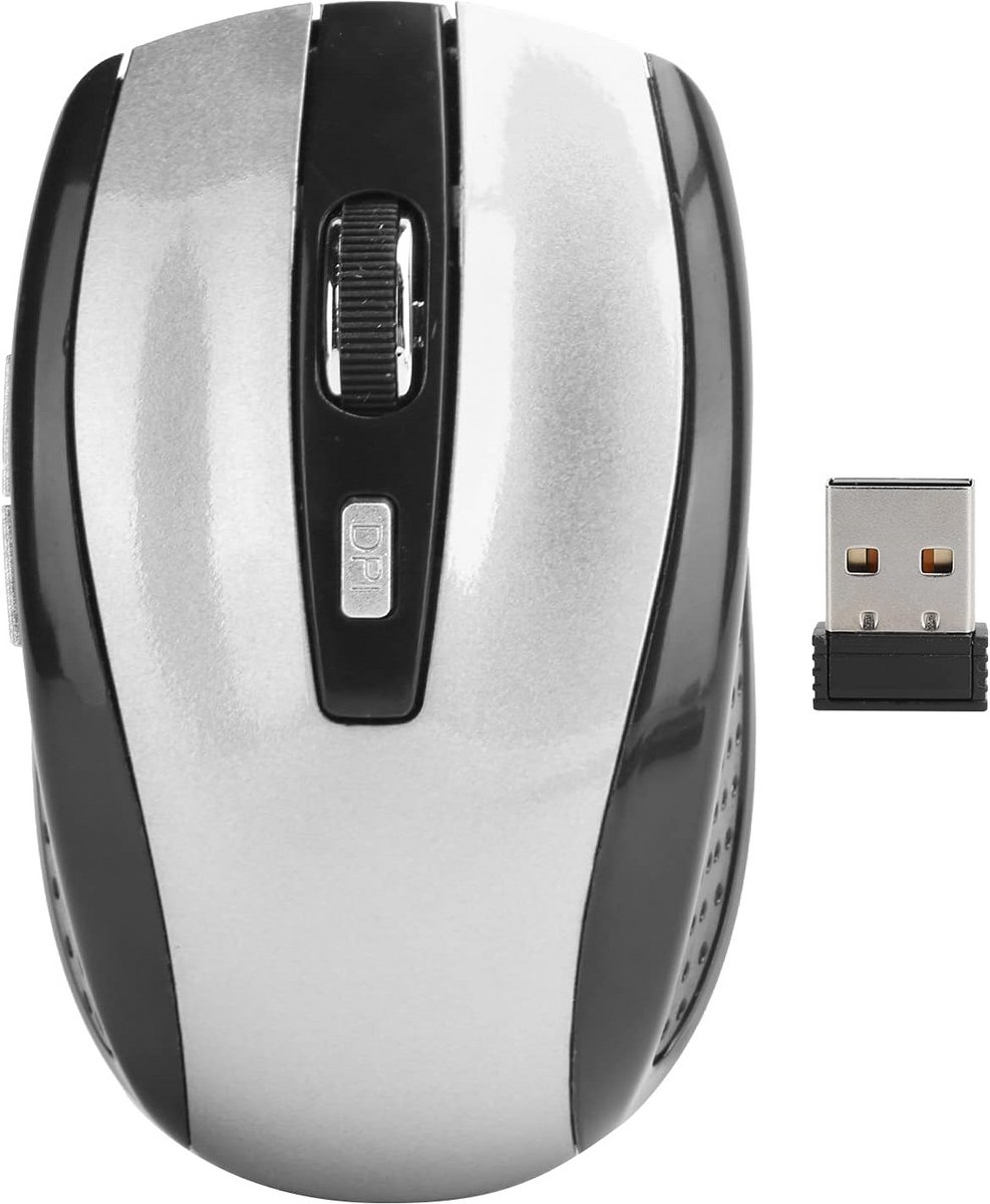 Stille Draadloze Muis - Ergonomische Optische Muis met USB Ontvanger - Instelbare DPI