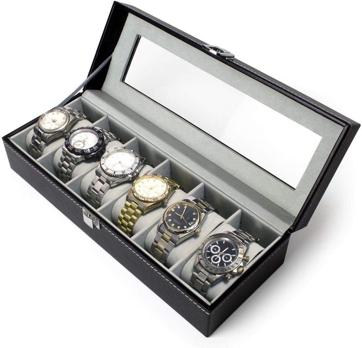 Luxe Horlogedoos voor 6 Horloges - Stijlvolle Opbergkoffer met Zachte Voering