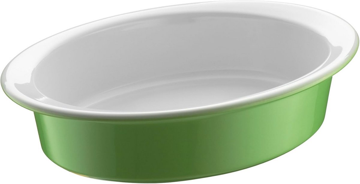 Keramische Ovale Bakvorm 36 x 25 cm - Lichtgroen/Wit
