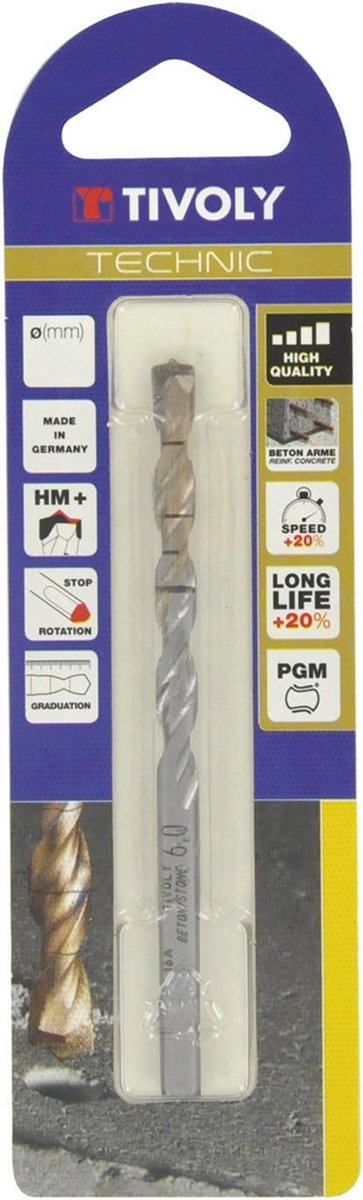Betonboor Technic 4 mm met schaalverdeling voor snel boren in beton en steen