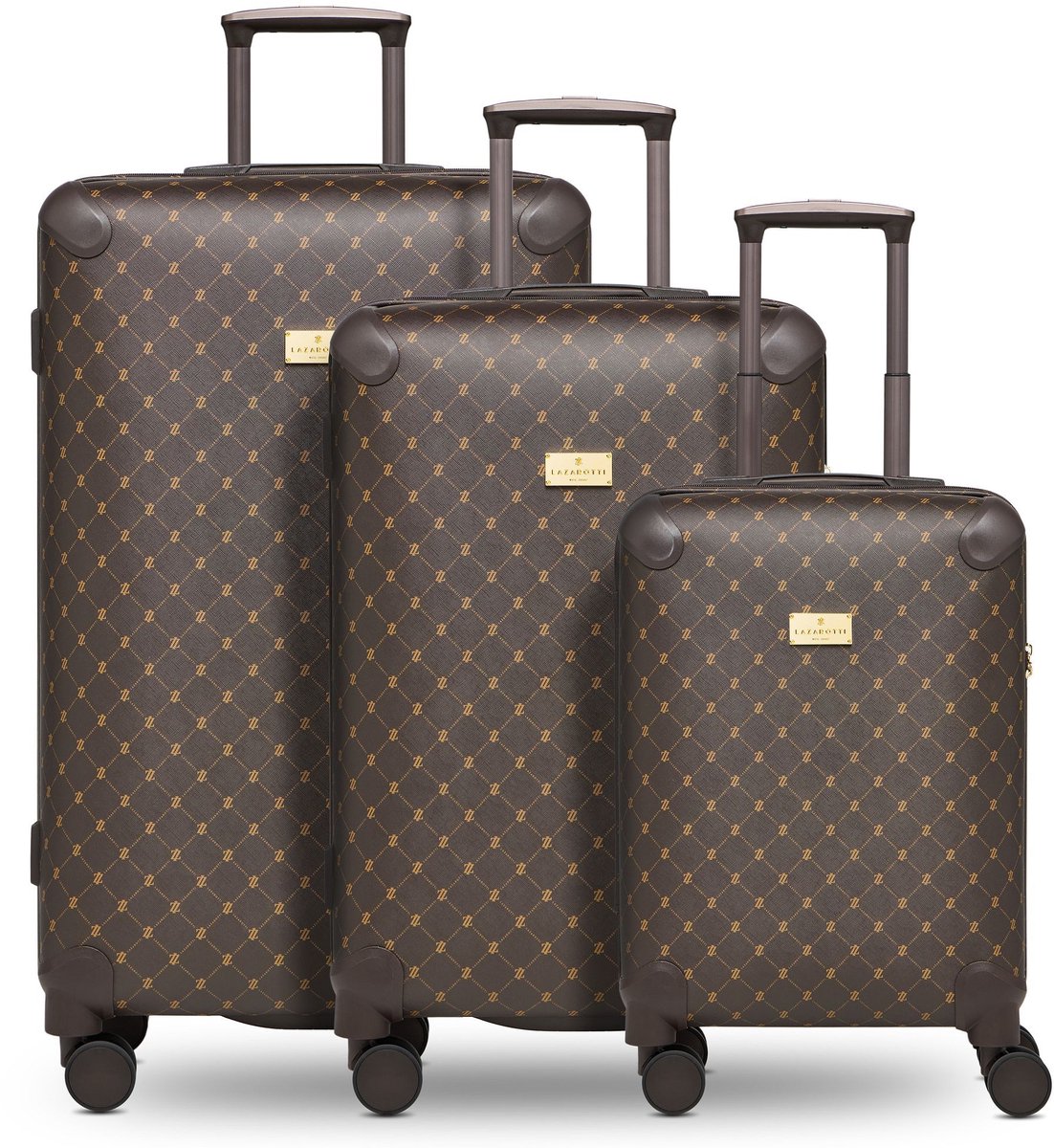 Lazarotti Palermo 4 wielen Kofferset 3-delig - Harde bagage - TSA slot - Dark Brown
