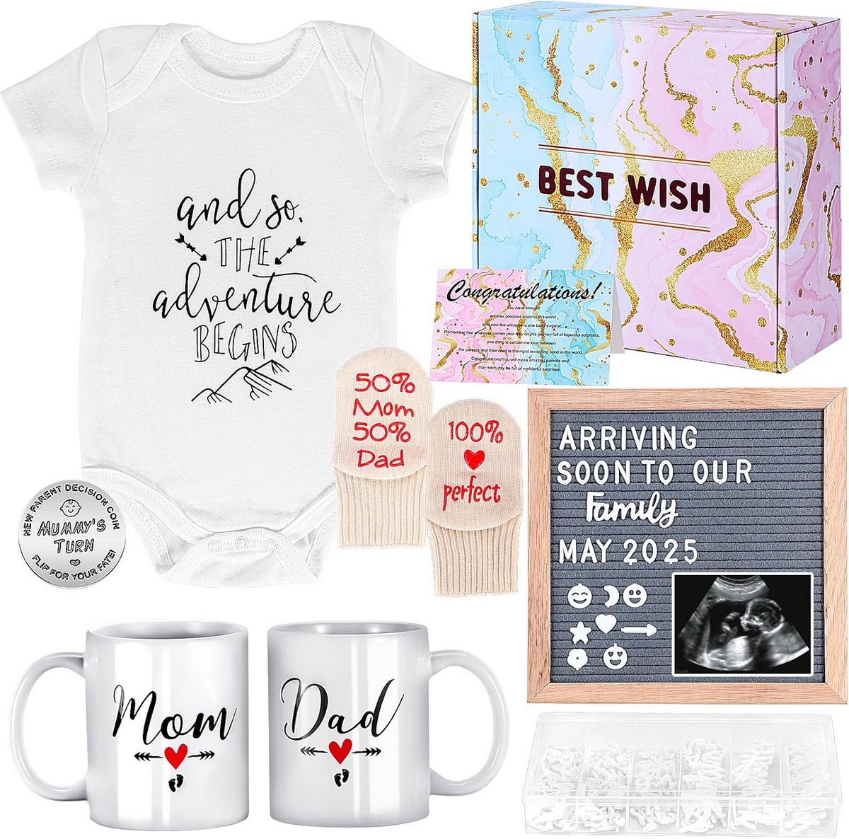 Cadeau voor nieuwe ouders - Moedergeschenken en geslachtsonthullende gifts voor ouders