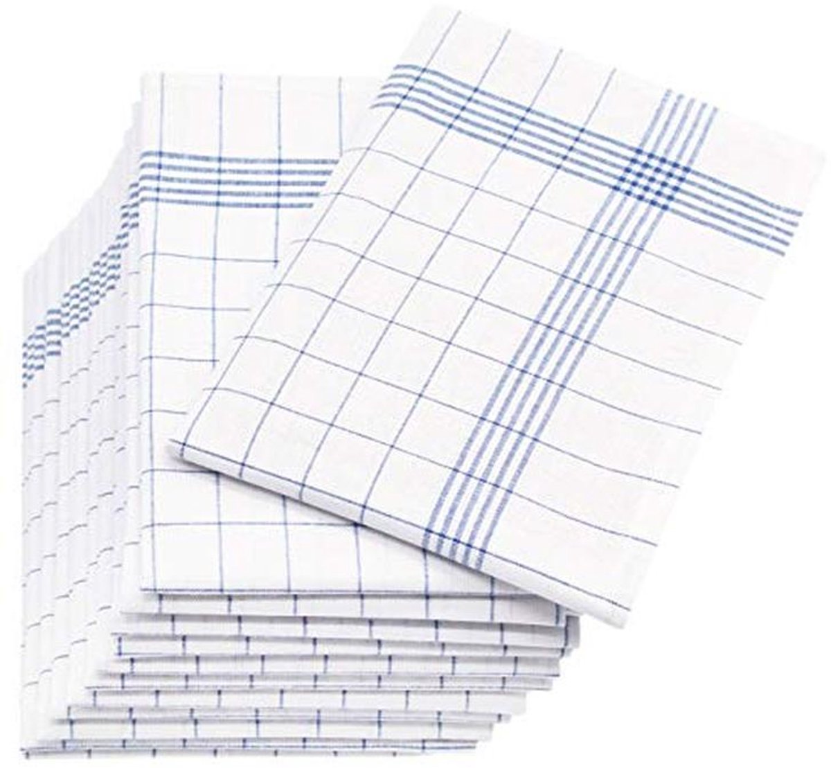 Set van 12 halflinnen theedoeken 60x80 cm in blauw