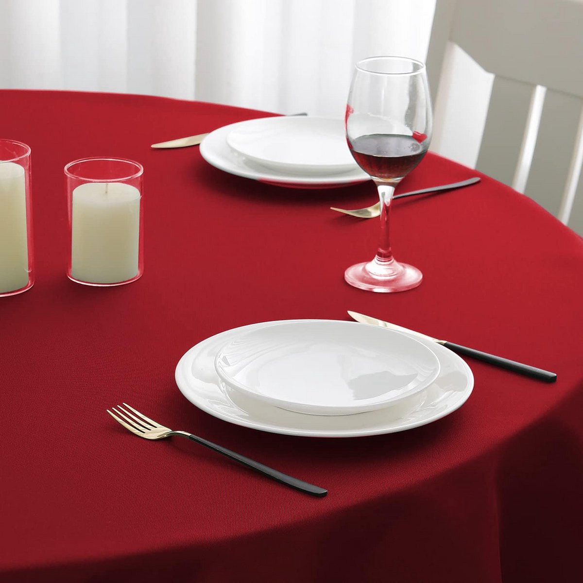Ronde Tafelkleed Rood Kerst - Waterafstotend en Vlekbestendig
