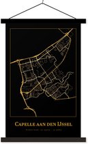 Posterhanger incl. Poster 120x180 cm - Schoolplaat - Kaart - Capelle aan den IJssel - Goud - Zwart - Textielposter - Zwarte latten