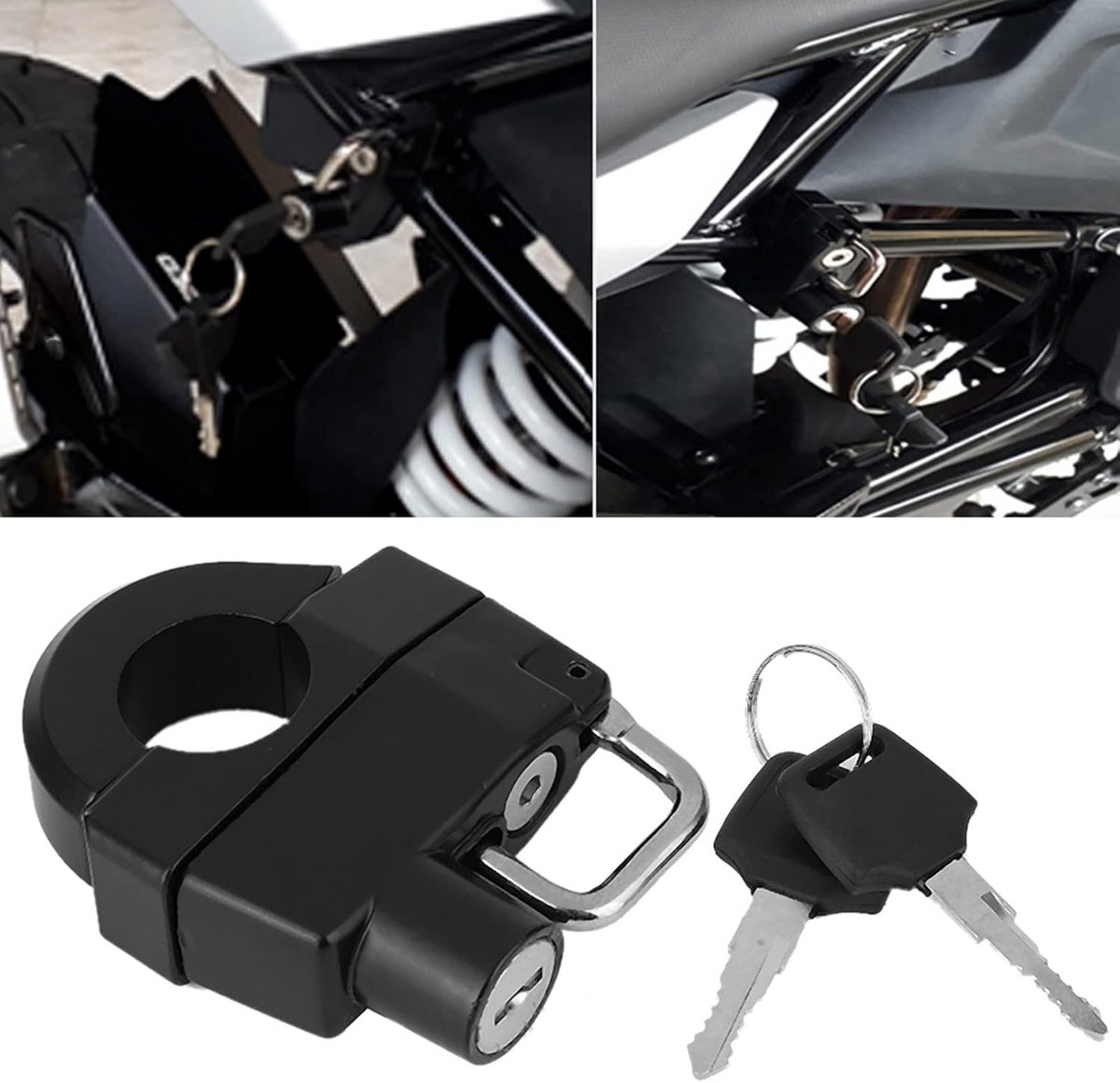 Universeel Motorfiets Helmslot met Beugel voor 22mm Stuur - Diefstalbeveiliging & Hangslot Set