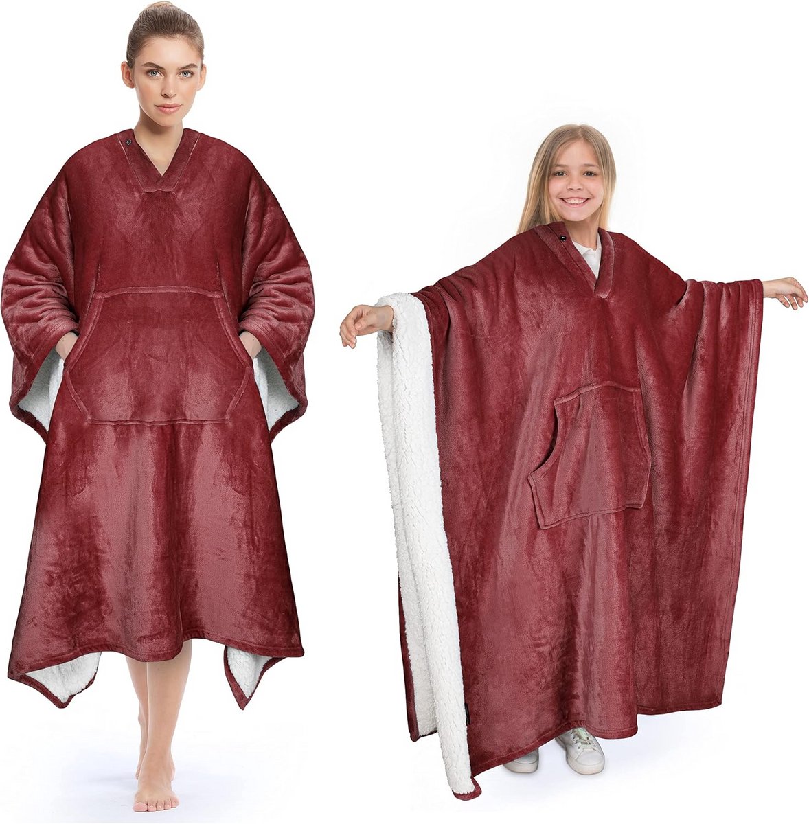 Luxe Draagbare Dekenponcho voor Volwassenen - Warm en Comfortabel met Zak