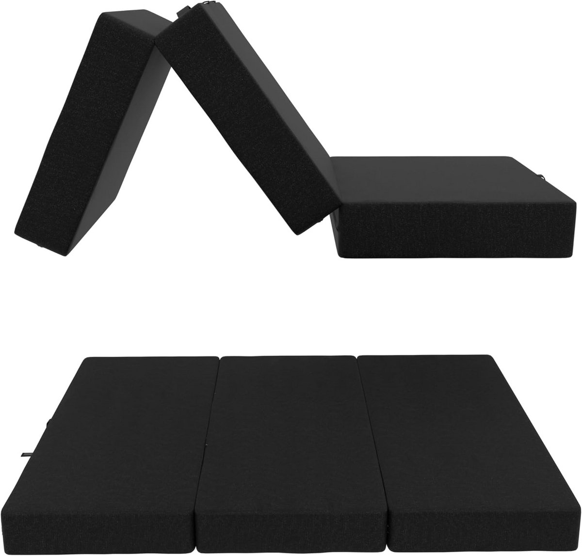 Opvouwbaar Gastenmatras 120x195x15 cm - 3-Delig Vouwbed Slaapmat met Wasbare Hoes
