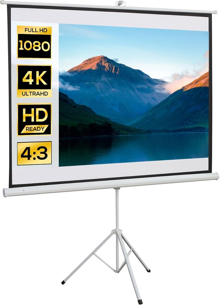 Projectiescherm met Statief 84 Inch 4:3 Beamerwand voor Presentaties en Films