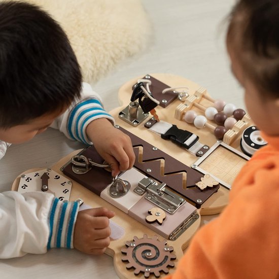 Montessori Activiteitenbord - Berenvormig Drukbord voor Peuters · Zintuiglijke Verkenning Speelgoed voor Speelkamer/Kinderdagverblijf/Peuterspeelzaal · Artsenpraktijk Accessoire in Bruin — afbeelding 5