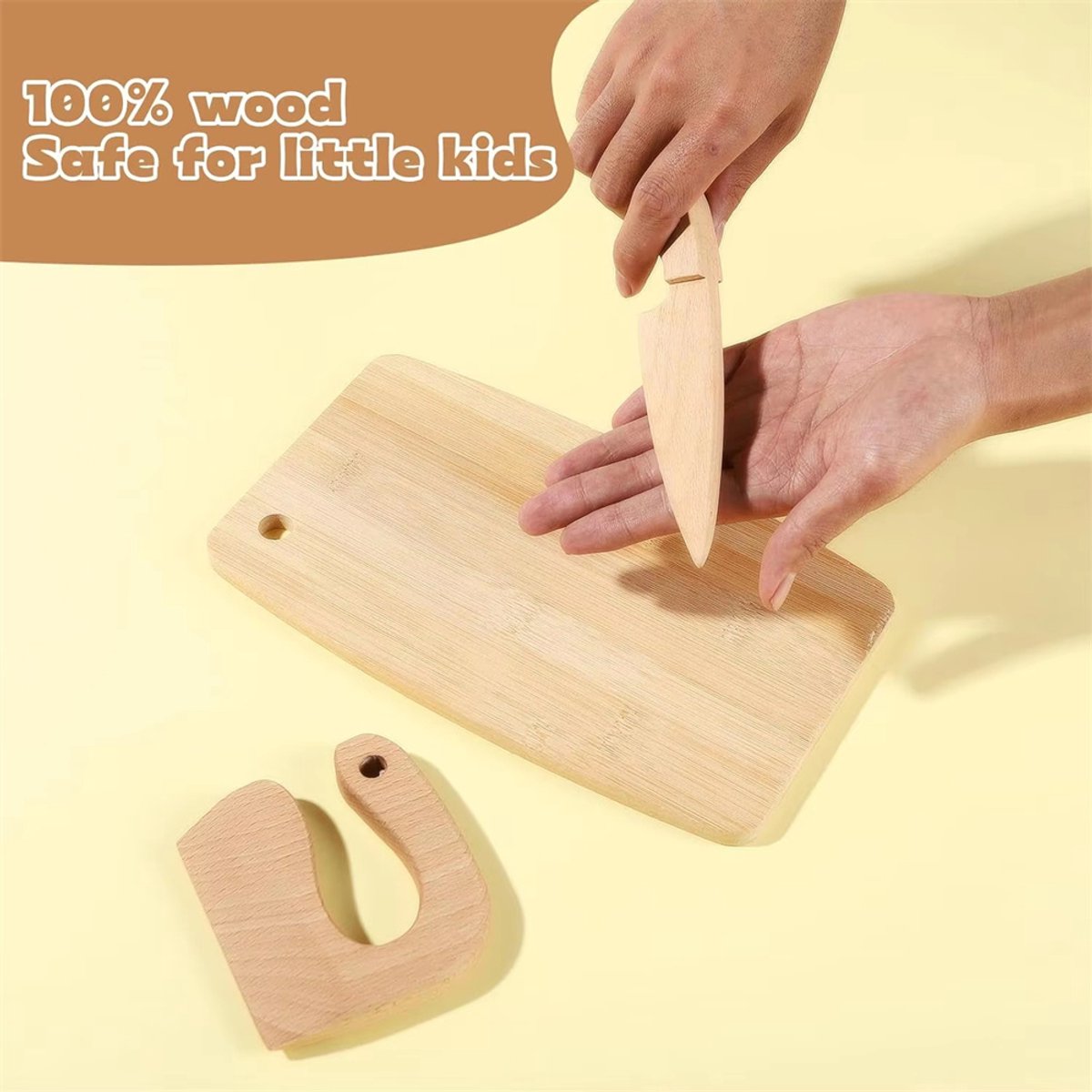 10-delige houten keukengereedschapset voor peuters, houten kinderveilige messen, educatief speelgoed, kinderbakset voor echt koken, Montessori keukengereedschap voor jongens en meisjes, rollenspel voor kleine chef-koks — afbeelding 12
