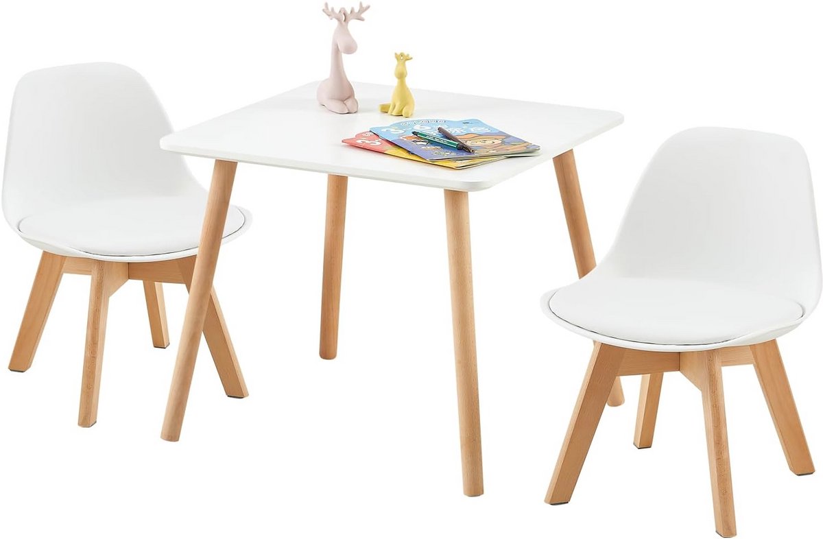 3-in-1 Tafelset met 2 Stoelen voor Kinderen - Ideale Zitset van Beukenhout voor Creativiteit en Leren
