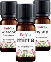 Bijbelse Etherische Olie Set - Wierookolie 10ml, Mirre Olie 10ml Pipetfles en Hysop Olie 10ml - Essentiële Olie Set