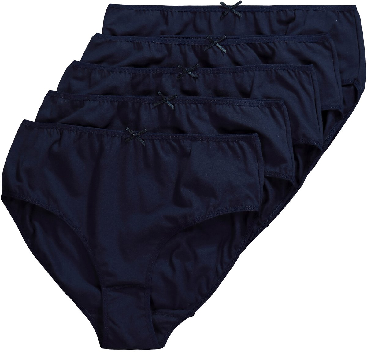 Ulla Popken - Dames - Midislips set van 5 effen - Nachtblauw - Maat 46+