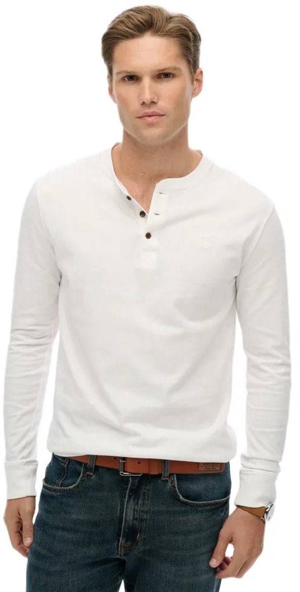Superdry Classic Essential Grandad Top Heren Tops Optic