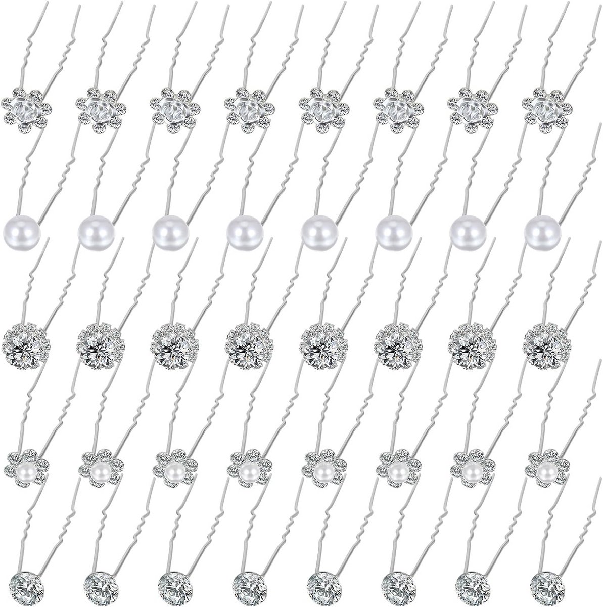40 Stuks Bruiloft Haarspelden met Parel en Strass Diamant - Bruids Haaraccessoires