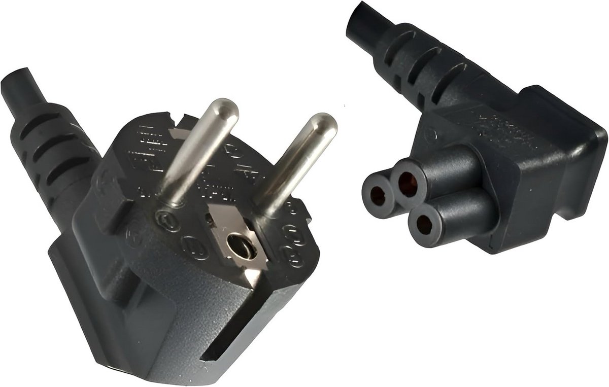 Hoekige C5 Stroomkabel 3x 0,75 mm - Zwart - 3 m
