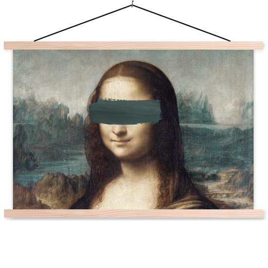 Porte-affiche avec affiche - Affiche scolaire - Mona Lisa - Leonardo de Vinci - Peinture - 150x100 cm - Lattes vierges