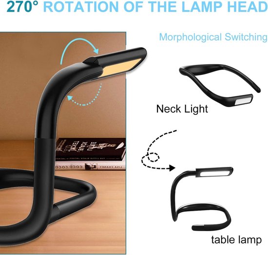LED-leeslamp voor om de nek - neklampje voor haakwerk - nekleeslamp - Driekleurige verlichting - Flexibele armleeslamp - LED-leeslamp - 25*16*3 cm van Merkloos — afbeelding 5