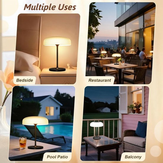 MALUX led tafellamp accu met afstandsbediening warmwit 8 kleuren dimbaar tafellamp buiten waterdicht ideaal decor voor uw huis en tuin 1-pack paasdecoratie (klein) (E/Leer,klein