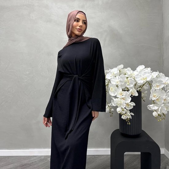 Knopen Tweedelige Sets Effen Kleur Abaya Jurk Moslim Gebedskleding