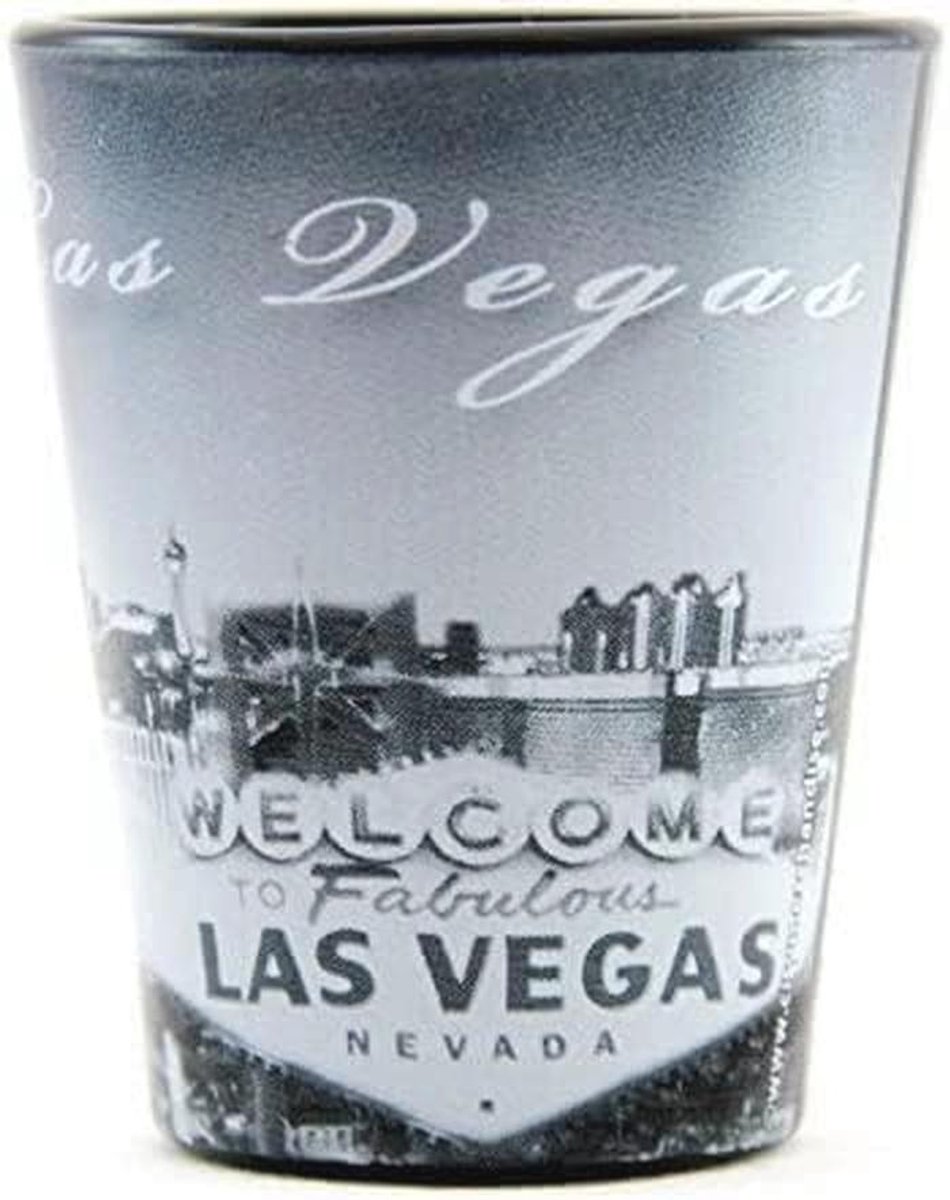 Zwart-Witte Shotglass Las Vegas Souvenir