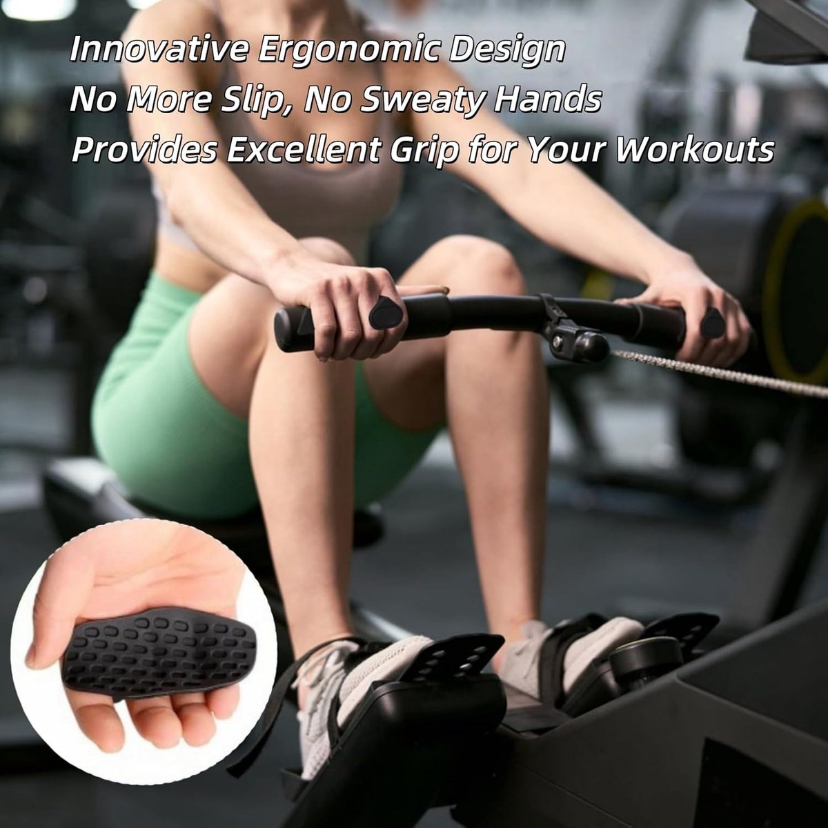 2 paar antislip rubberen gewichthefhandgrepen - Geschikt voor training in de sportschool, pull-ups, deadlifts, dumbbells en gewichtheffen - Zwart – foto 4