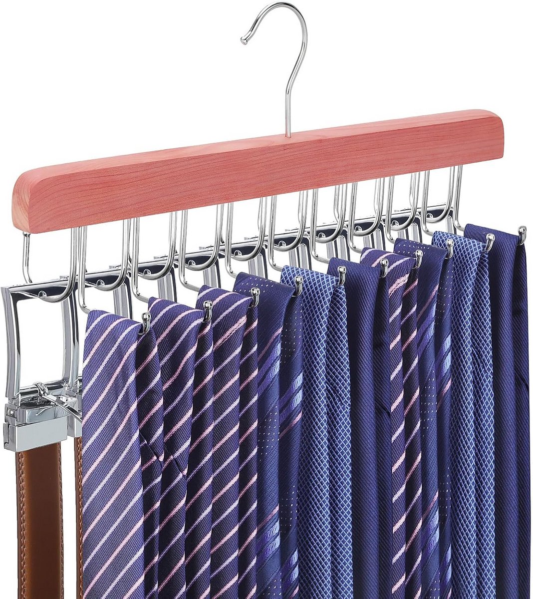 2-in-1 Riem en Stropdas Hanger voor Kast - Ruimtebesparende Organizer met 30 Houders