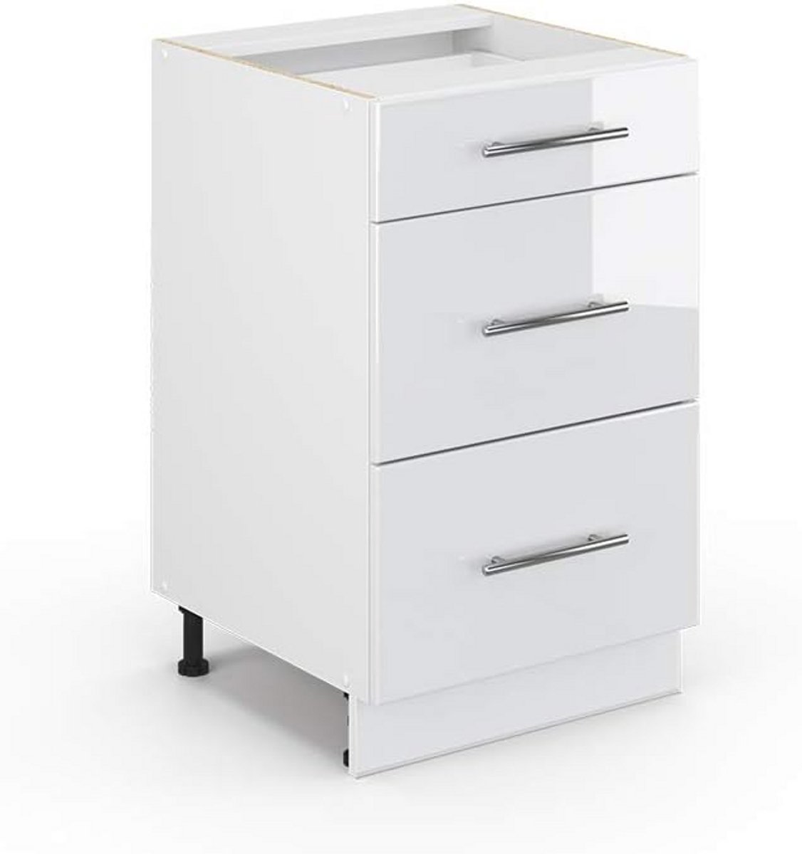 Onderkast Keukenmodule met 3 Lades 50 cm Breed Hoogglans Wit - Softclose Systeem
