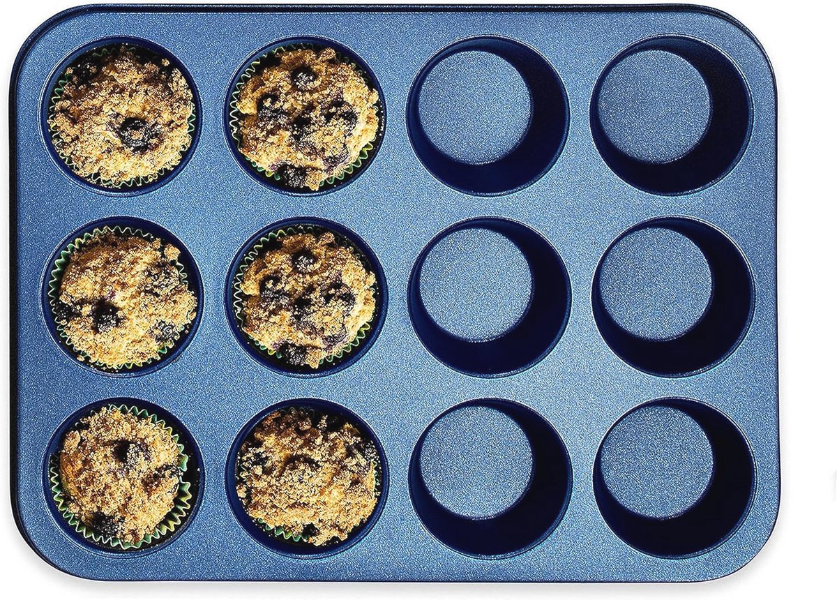 Non-stick Muffin Pan voor 12 Cupcakes, Muffins, Gebak en Mini Cakes - Vaatwasserbestendig