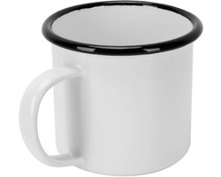 350 ml geëmailleerde beker, mok, groothandel, koffiebeker, metalen dikke kampeertinnen mok met handvat, koffiebekers, geëmailleerde drank, platte bodem, thee, drinkgereedschap, 2 (wit)